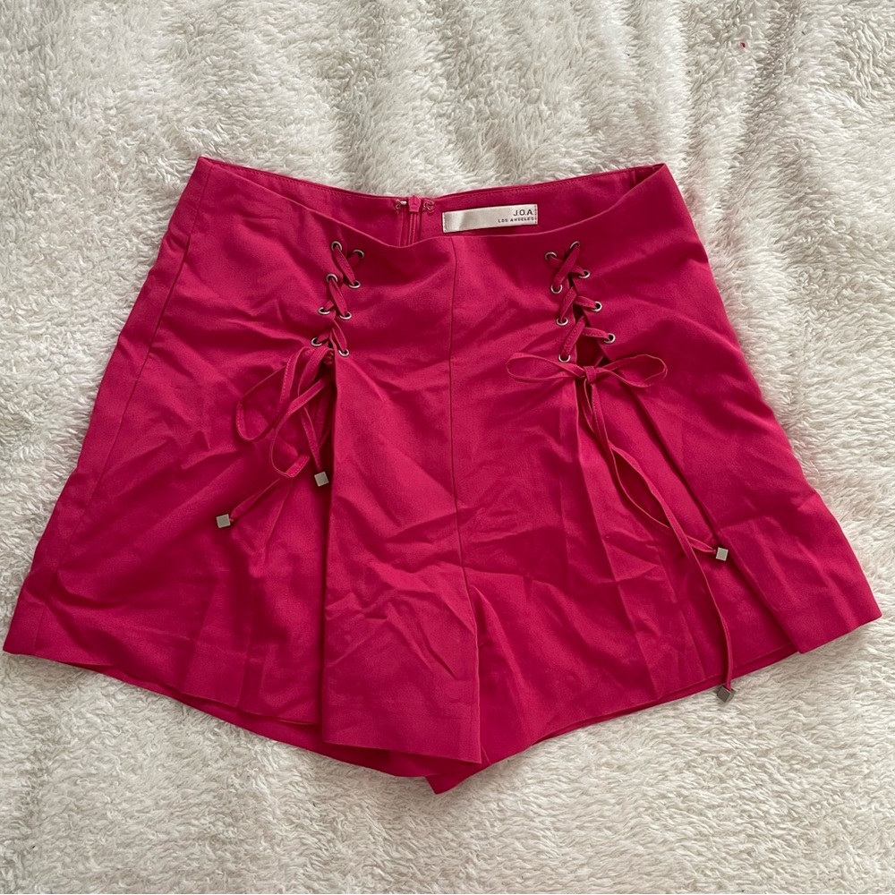J.O.A. Lace Up Shorts / Hot Pink / Small